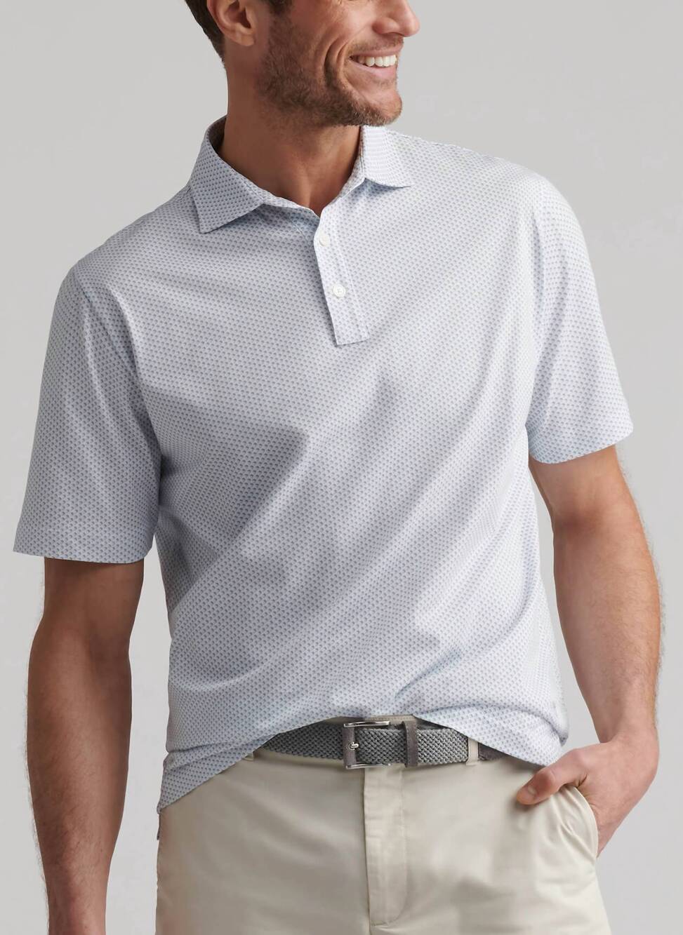 NEW PETER MILLAR crown marlin print comfort cotton polo in ruddy blue